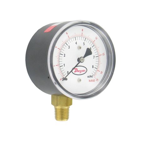 DWYER INSTRUMENTS Low Pressure Gauge, 212 Bot 032Wc LPG3-D8222N